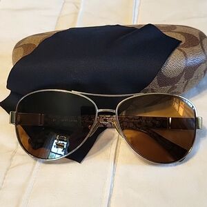 Coach Aviator Christina Sunglasses L103 Brown Tint With Case